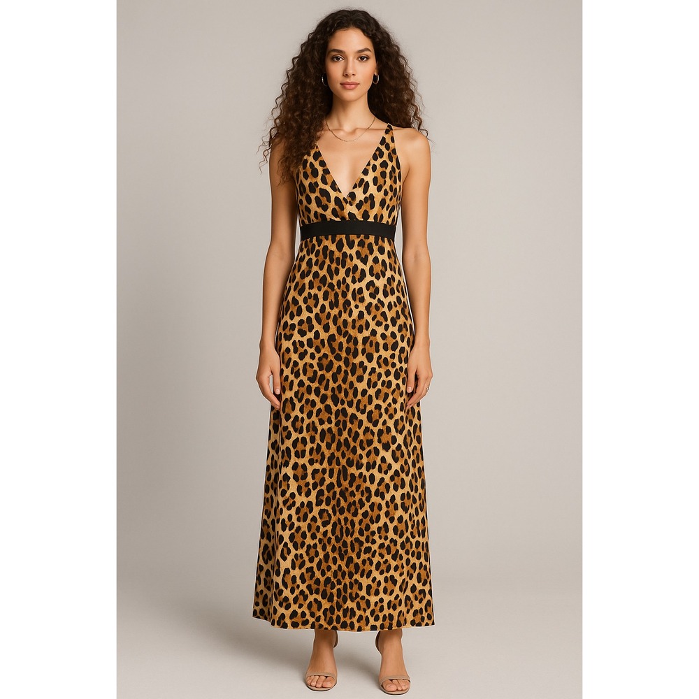 Zealous Dress Womens L Maxi Babydoll Animal Print‎ Mob Wife Leopard Baddie Y2K